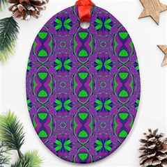 Seamless Wallpaper Pattern Ornament Green Purple Oval Ornament (two Sides) by Pakrebo