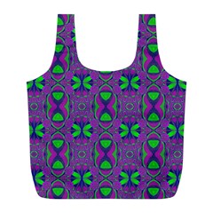 Seamless Wallpaper Pattern Ornament Green Purple Full Print Recycle Bag (l)