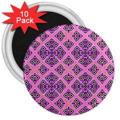 Seamless Wallpaper Geometric Pink 3  Magnets (10 Pack)  by Pakrebo