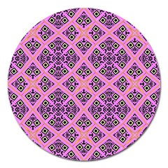 Seamless Wallpaper Geometric Pink Magnet 5  (round) by Pakrebo