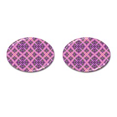 Seamless Wallpaper Geometric Pink Cufflinks (oval) by Pakrebo