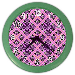 Seamless Wallpaper Geometric Pink Color Wall Clock by Pakrebo