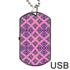 Seamless Wallpaper Geometric Pink Dog Tag Usb Flash (one Side) by Pakrebo