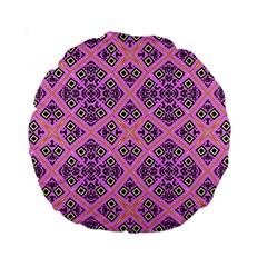 Seamless Wallpaper Geometric Pink Standard 15  Premium Round Cushions by Pakrebo