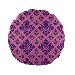 Seamless Wallpaper Geometric Pink Standard 15  Premium Flano Round Cushions by Pakrebo