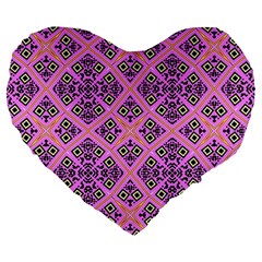 Seamless Wallpaper Geometric Pink Large 19  Premium Flano Heart Shape Cushions by Pakrebo