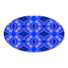 Seamless Fractal Blue Wallpaper Oval Magnet by Pakrebo