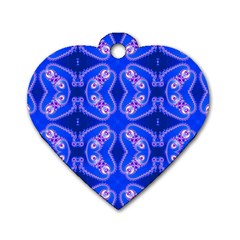 Seamless Fractal Blue Wallpaper Dog Tag Heart (one Side) by Pakrebo