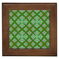 Symmetry Digital Art Pattern Green Framed Tiles by Pakrebo