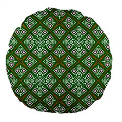 Symmetry Digital Art Pattern Green Large 18  Premium Round Cushions by Pakrebo