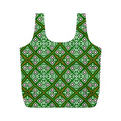 Symmetry Digital Art Pattern Green Full Print Recycle Bag (M)