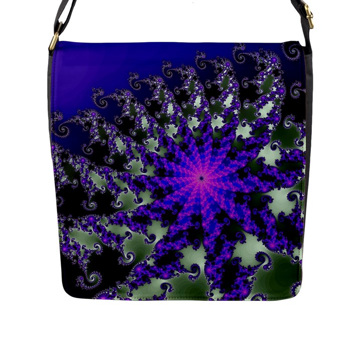 Fractal Rendering Digital Art Flap Closure Messenger Bag (L)