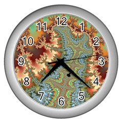 Fractal Rendering Pattern Abstract Wall Clock (silver) by Pakrebo