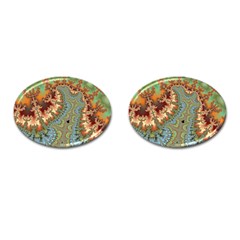 Fractal Rendering Pattern Abstract Cufflinks (oval) by Pakrebo