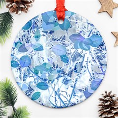 Cyan Floral Print Ornament (round) by dflcprintsclothing