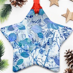 Cyan Floral Print Ornament (star)