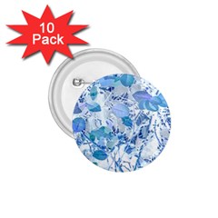 Cyan Floral Print 1 75  Buttons (10 Pack) by dflcprintsclothing