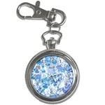 Cyan Floral Print Key Chain Watches Front