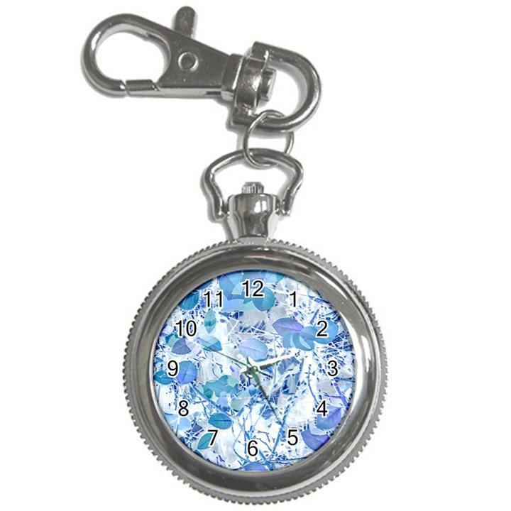 Cyan Floral Print Key Chain Watches