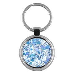 Cyan Floral Print Key Chain (round) by dflcprintsclothing