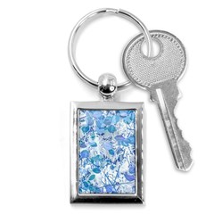 Cyan Floral Print Key Chain (rectangle) by dflcprintsclothing