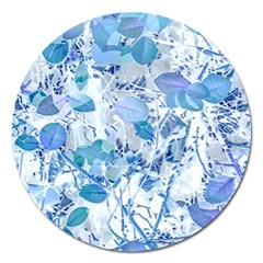 Cyan Floral Print Magnet 5  (round) by dflcprintsclothing