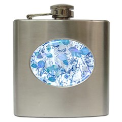 Cyan Floral Print Hip Flask (6 Oz) by dflcprintsclothing