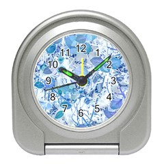 Cyan Floral Print Travel Alarm Clock by dflcprintsclothing