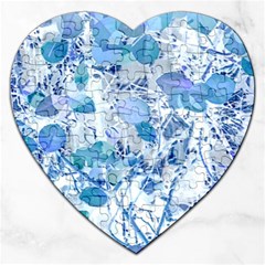 Cyan Floral Print Jigsaw Puzzle (heart) by dflcprintsclothing