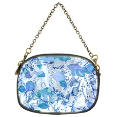 Cyan Floral Print Chain Purse (one Side)