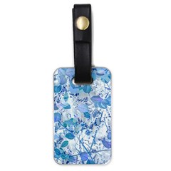 Cyan Floral Print Luggage Tag (one Side) by dflcprintsclothing