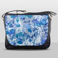 Cyan Floral Print Messenger Bag by dflcprintsclothing