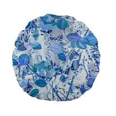 Cyan Floral Print Standard 15  Premium Round Cushions