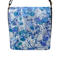 Cyan Floral Print Flap Closure Messenger Bag (l) by dflcprintsclothing