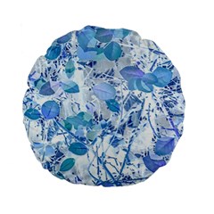 Cyan Floral Print Standard 15  Premium Flano Round Cushions by dflcprintsclothing