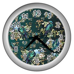 Blue Birds Of Happiness - By Larenard Studios Wall Clock (silver) by LaRenard