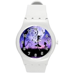 Cute Fairy Dancing In The Night Round Plastic Sport Watch (m) by FantasyWorld7