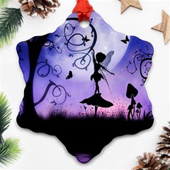 Cute Fairy Dancing In The Night Snowflake Ornament (two Sides) by FantasyWorld7