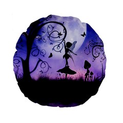 Cute Fairy Dancing In The Night Standard 15  Premium Flano Round Cushions by FantasyWorld7