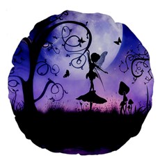 Cute Fairy Dancing In The Night Large 18  Premium Flano Round Cushions by FantasyWorld7