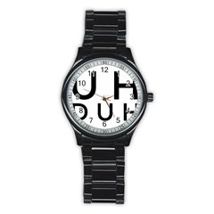 Uh Duh Stainless Steel Round Watch