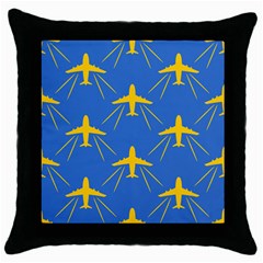 Aircraft Texture Blue Yellow Throw Pillow Case (black) by Pakrebo