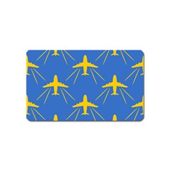 Aircraft Texture Blue Yellow Magnet (name Card) by Pakrebo