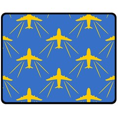 Aircraft Texture Blue Yellow Fleece Blanket (medium)  by Pakrebo