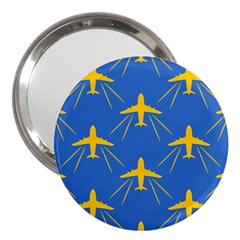 Aircraft Texture Blue Yellow 3  Handbag Mirrors by Pakrebo