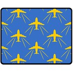 Aircraft Texture Blue Yellow Double Sided Fleece Blanket (Medium)  58.8 x47.4  Blanket Front