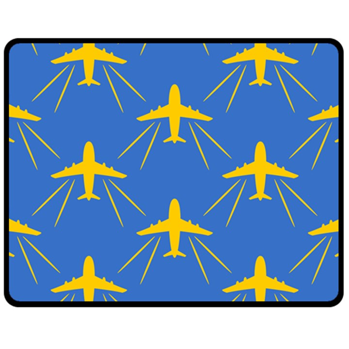 Aircraft Texture Blue Yellow Double Sided Fleece Blanket (Medium) 