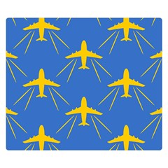 Aircraft Texture Blue Yellow Double Sided Flano Blanket (small)  by Pakrebo