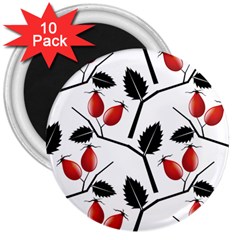 Rose Hip Pattern Branches Autumn 3  Magnets (10 Pack)  by Pakrebo