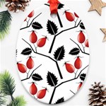 Rose Hip Pattern Branches Autumn Oval Ornament (Two Sides) Front